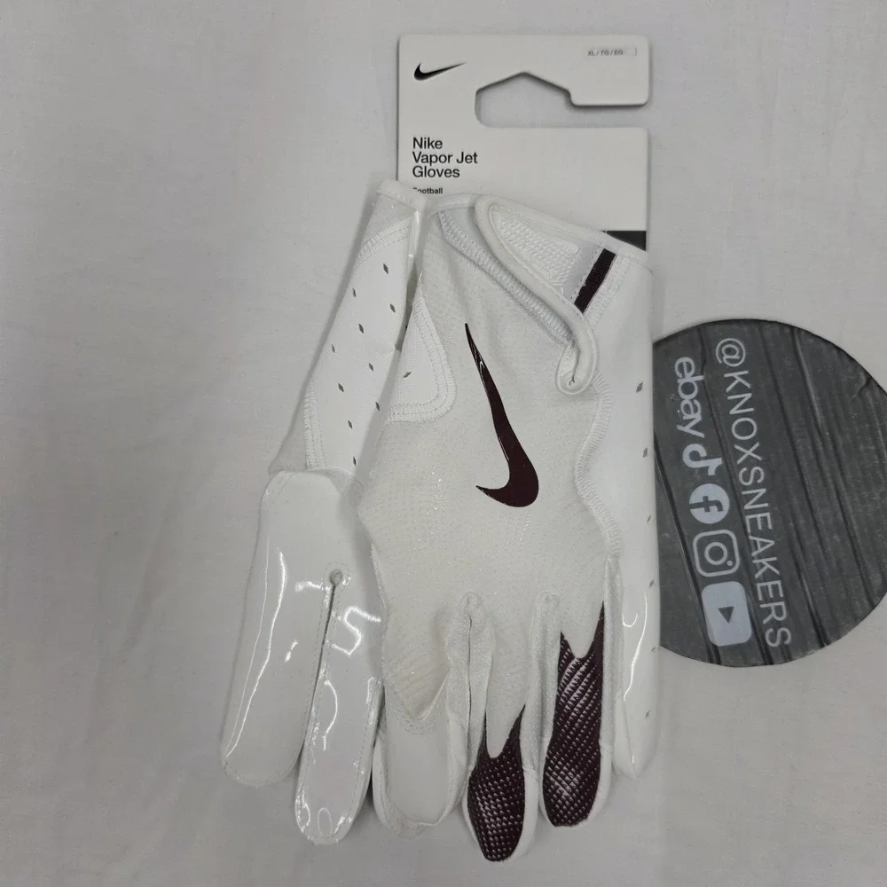 Nike Vapor Jet Football Gloves White Maroon/Burgundy Men's Size XLarge